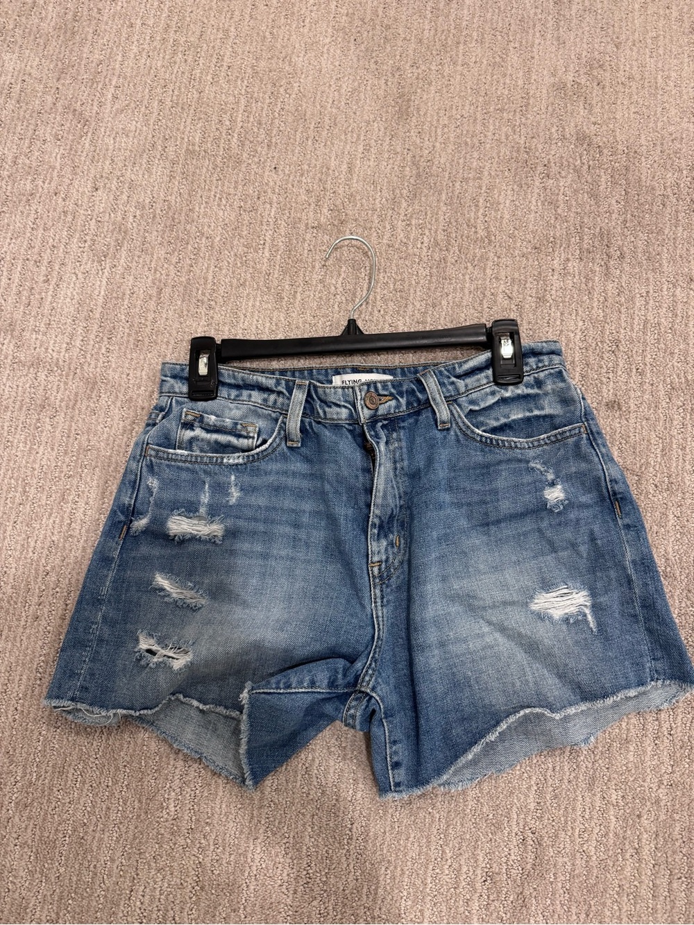 Flying Monkey Distressed Denim Jean Shorts - Blue